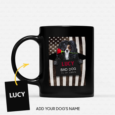 Personalized Dog Gift Idea - Bad Long Hair Dog With Rose For Dog Lovers - Black Mug